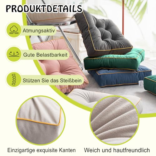 ZF YLYH 2er Set Stuhlkissen Dicke Weiche Sitzkissen: 45 x 45cm Bodenkissen Indoor Outdoor Cozy Sitzpolster Dekorative Stuhlauflage für Zuhause Büro Garten Küche Esszimmer (Hellgrau, 45 * 45 * 10cm)
