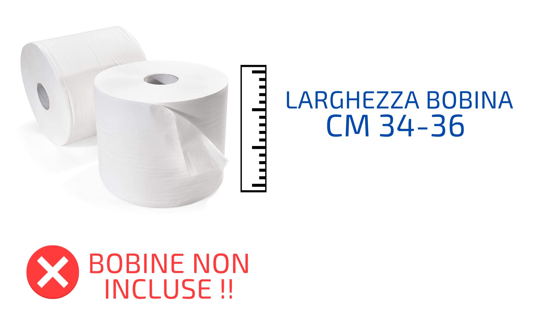 Tecnokit Dispensador de Papel de Suelo,con Rollo de Papel de Regalo, Estructura de Acero, Blanco, con Accesorios para el Uso, Dimensiones cm 49x46x95. (Bobine Maxi 34-36 cm)