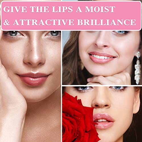 Hydrating Lip Glow Oil Plumping Gloss Tinted Lip Balm Transparent Moisturizing Toot Lip Care Oil Non-sticky Big Brush Head Nourishing Repairing Lip Lines and Prevents Dry Cracked Lips(015#) - Image 7