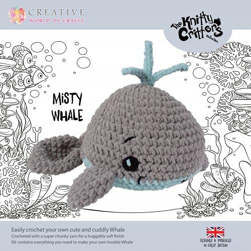 KNITTY CRITTERS Complete Crochet Kit, Misty Whale, Cuddly Size