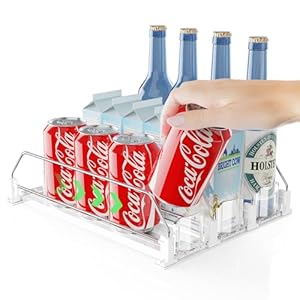 Yositochuan Koelkastorganizer, blikjesorganizer, blikhouder, koelkast, blikdispenser, koelkast, drankhouder, koelkast, ABS-materiaal, drankdispenser, wit, 31 x 25 cm