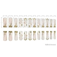Vista 3 de Magrace Uñas postizas largas a presión, uñas postizas francesas con diseños, 24 piezas de uñas adhesivas para mujer
