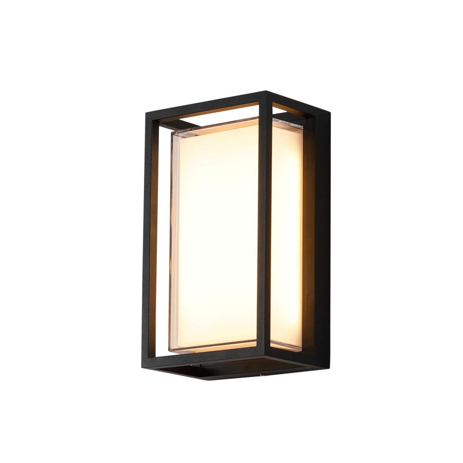 OZBMA Simple Outdoor Wall Light, Black Rectangular Lantern, Waterproof Die-Cast Aluminum Exterior Sconce with, 9.65" Porch Lighting Fixtures for Entryway Patio Garage Courtyard Threshold