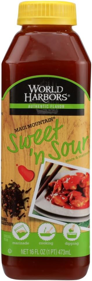 World Harbor, Maui Mountain, Hawaiian Style Sweet & Sour Sauce,Two 16oz Bottles by World Harbors