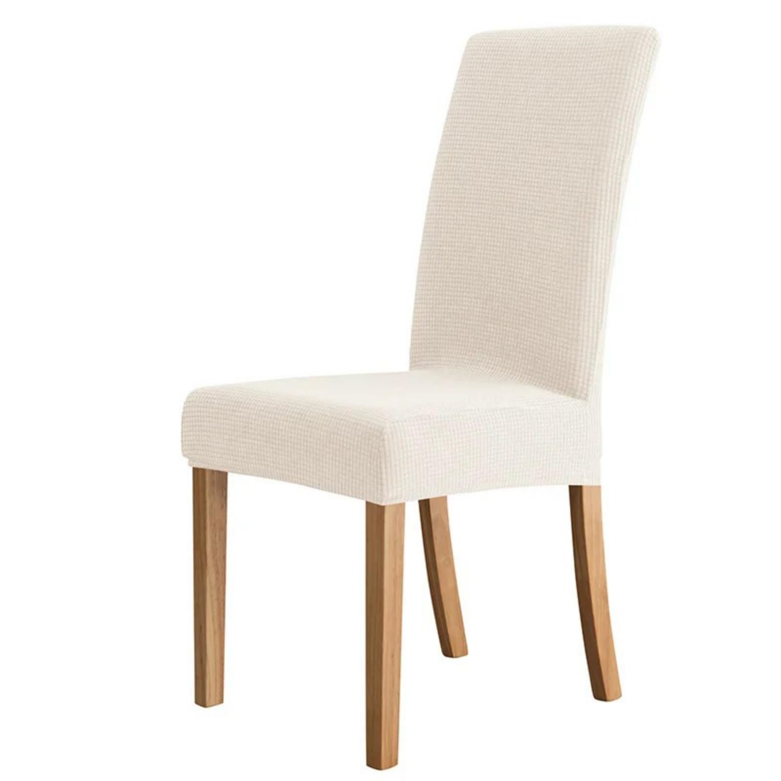 Fundas para Sillas de Comedor Pack 2 4 6 8, Fundas de Sillas de Comedor Ajustables Elasticas Estampadas Antimanchas Lavables para Hogar Restaurante (Impermeable - Blanco,6)