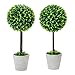 MyGift Artificial Boxwood Topiary Tree in Modern Gray Pulp Planter, Set of 2