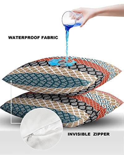 Outdoor Waterproof Throw Pillow Covers Boho Stripe Tribal Vingtage Lumbar Pillowcases Bohemian Style Pattern Decorative Pillows Cushion Case Patio Pillows For Couch Bed Garden 18 X 18 Inches #TOP3