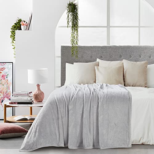 Thesis Fleece Throw Blanket For Couch Silver Throw Blanket – Waffle Weave Textured Microfiber Cozy Soft Throw Blanket, 50X60 Inches #TOP2