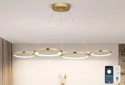 110-240V, Lustre Sala de Jantar, Lustre Sala, APP Ou Controle Remoto Disponível, Ajustável de 0 a 100 Níveis, Liga de Alumínio
