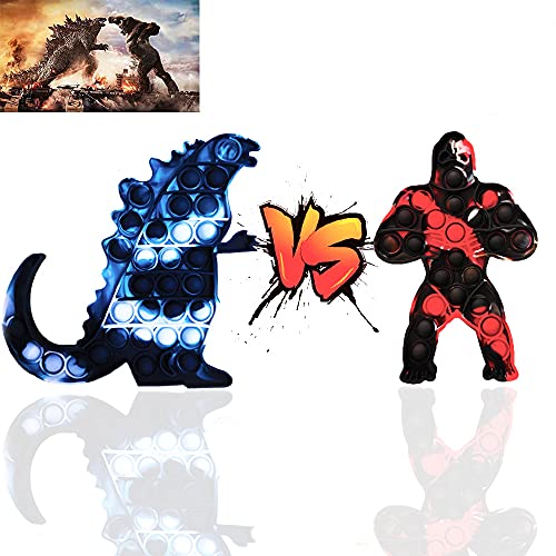 2PCS Big Size Godzillas Kong Pop King Kong Pop Bubbles Fidgets Toy, Pops its Toy Stress Reliever Silicone Sensory Toy, for Kids and Adults