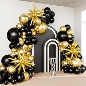 Black and Gold Balloons with 3pcs S...
