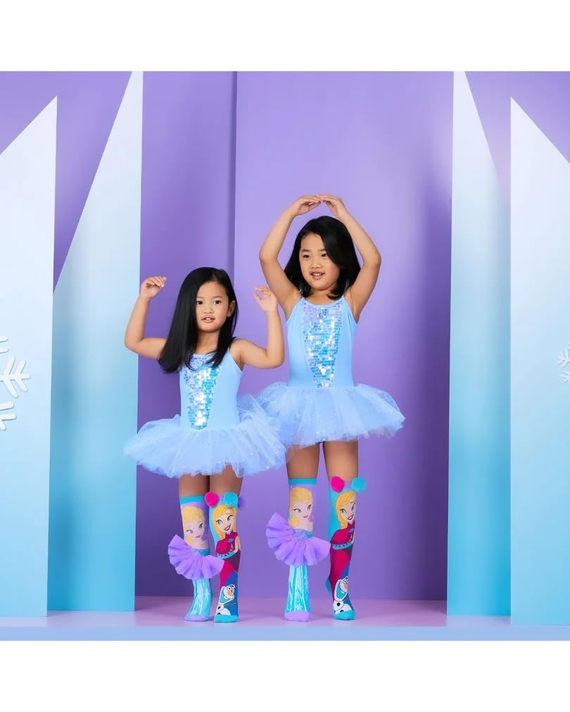 SAMVARDHAN Ice Queen Princess Cartoon Design Printed Knee-High Socks with Pom-Poms, Socks for kids School Girl & Boy, Breathable,Soft,Super Comfortable - Age of 3 to 12 Years 2