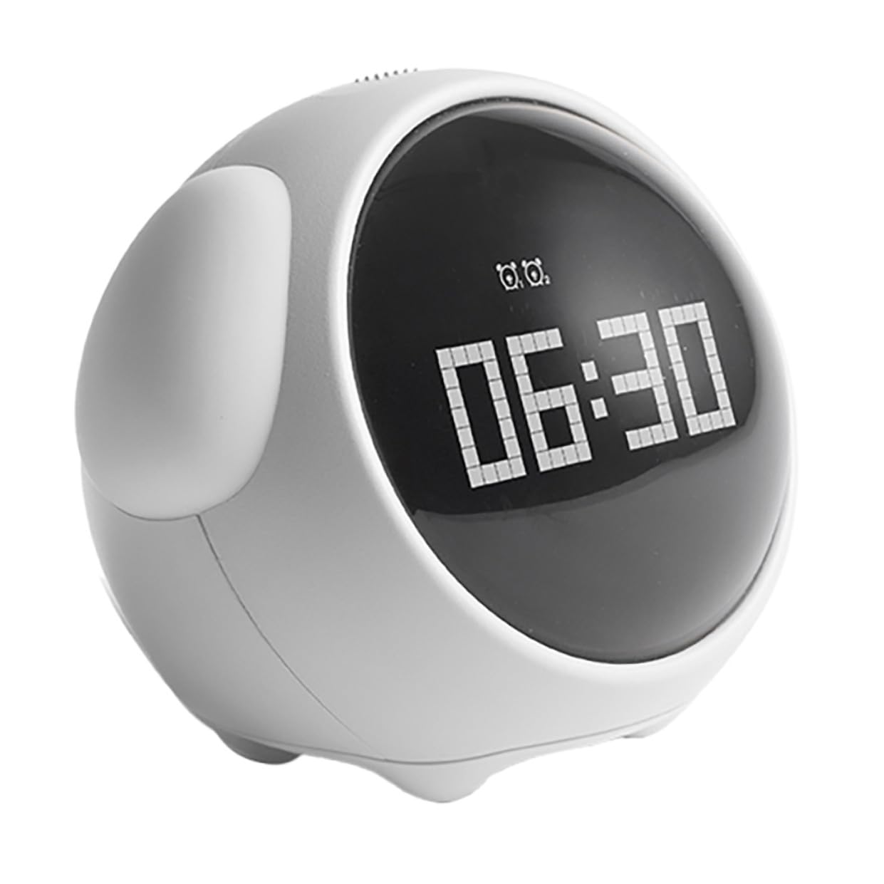 Gadpiparty Digitaler Wecker aus Abs PC Silikon mit LED Bildpunkt-Display und Wiederaufladbarem 1500mah Akku Weiß Ausdrucksuhr mit Nachtlichtfunktion für Kinderzimmer