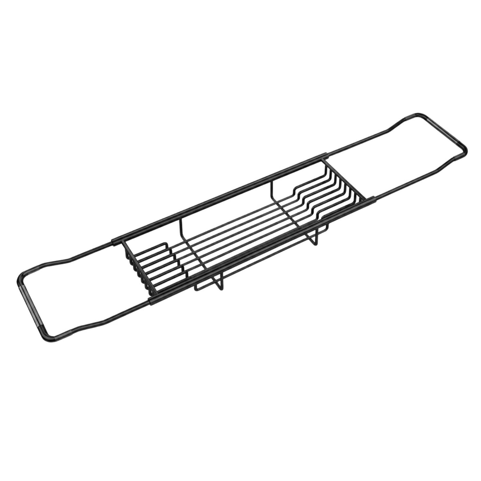 Soporte Bañera con Antislizante Rápido Drenaje Organizador Ahorra Espacio para Baño, Negro Distinguido, Modelo Extendido