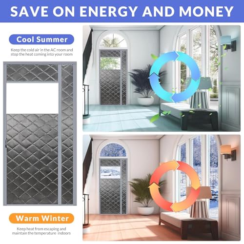Rideau de porte isolant magnétique imperméable avec coton de 60X190cm