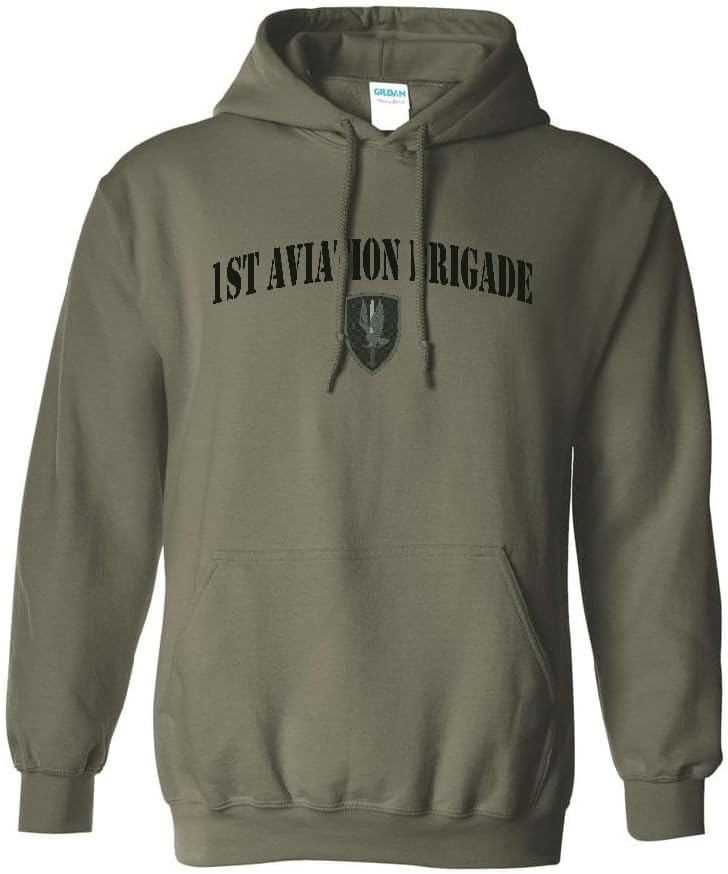 Military Productions US Army 1st Aviation Brigade Subdued Hooded Sweatshirt Officially Licensed