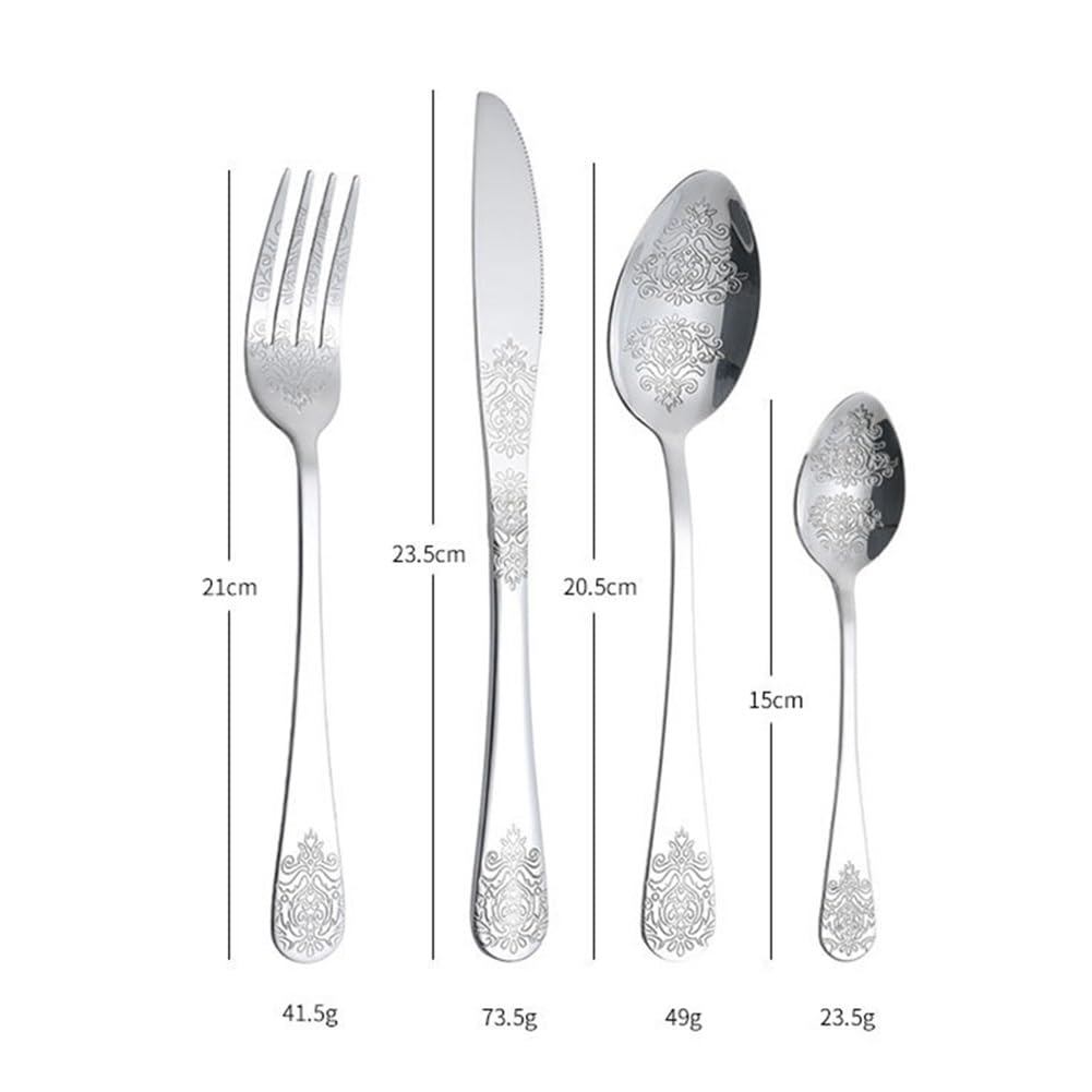 Cuberterías Juego De Cubiertos De Acero Inoxidable Dorado, Juego De Cubiertos Con Cuchillo/Tenedor/Cuchara Con Patrones, Juego De Cubiertos Para Carne De Estilo Occidental, Para Cocinas Y Restaurantes