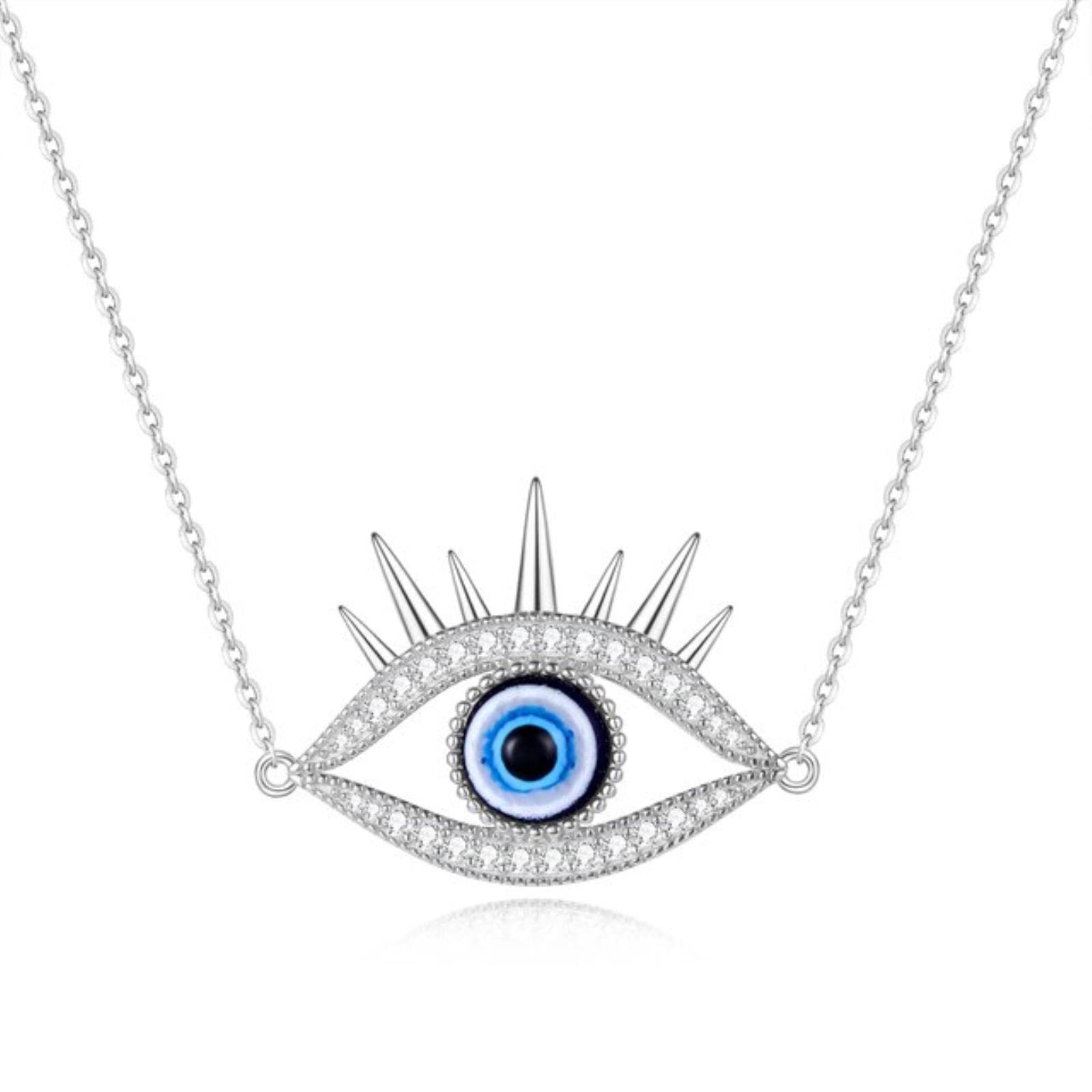 Joyería para mujer, pulseras turcas de Plata de Ley 925 con esmalte azul, collar contra el mal de ojo para mujer, joyería para hombre y chica adolescente