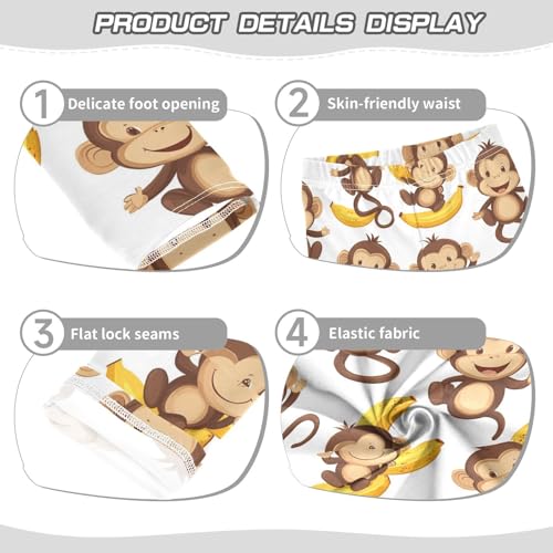 Boccsty Yellow Bananas Cute Brown Monkeys Girls Leggings Kids Yoga Pants Dance Active Tights 4T3