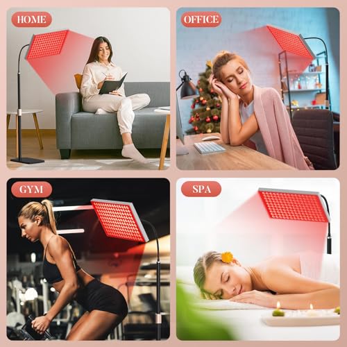 Image of Red Light Therapy for Body: Infrared Light Therapy Panel Lamp with Stand, 660nm Deep Red and 850nm Near Infrared LED Device at Home for Face and Body