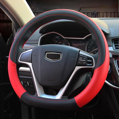 Pahajim Funda Volante Coche Tipo D Cubre Volante Coche de Cuero PU Cubierta de Volantes Forma D Transpirable Antideslizante 37-38cm para Hombres y Mujeres