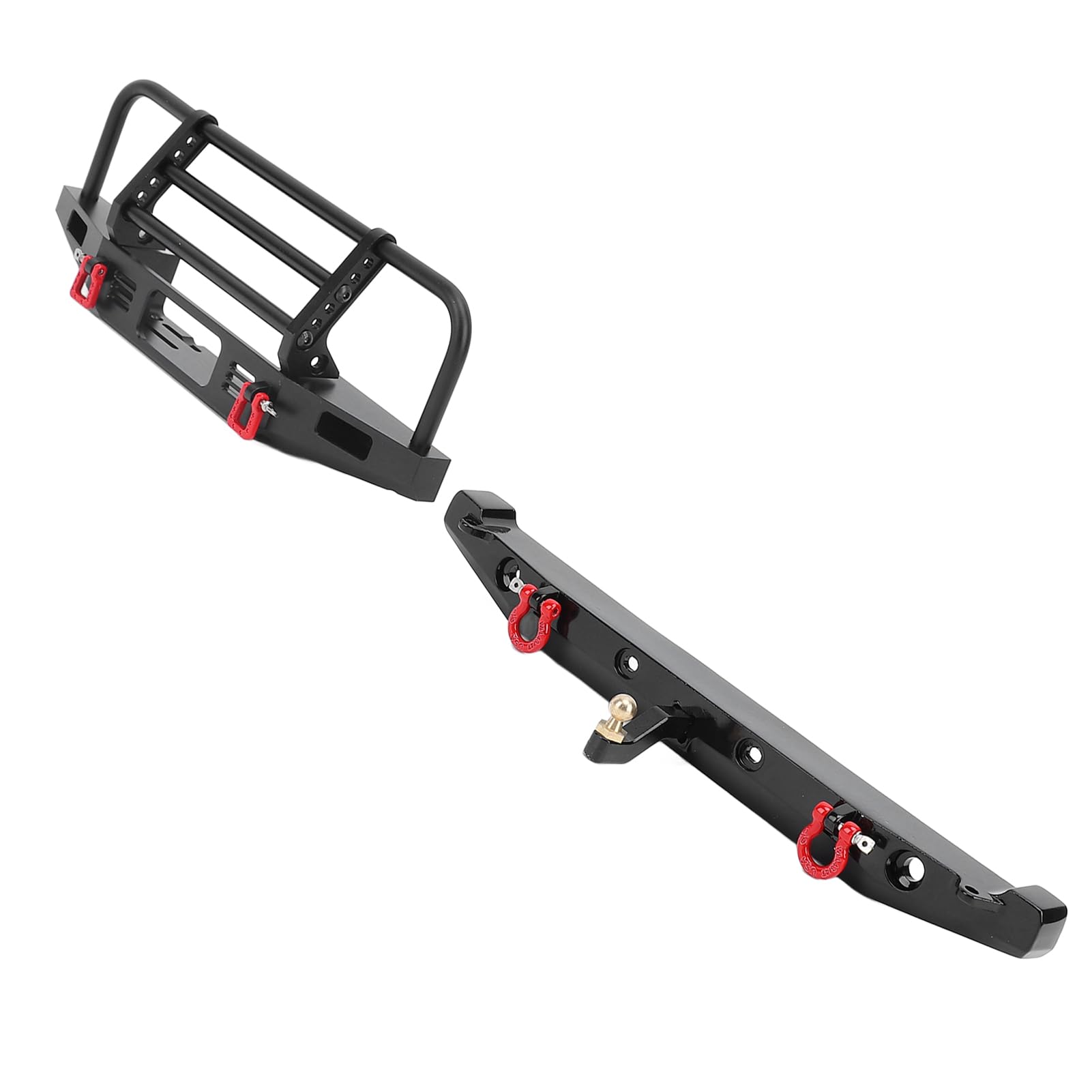 Profesjonalny Metalowy Przedni Zderzak Tylny do Samochodu Gąsienicowego Axial SCX10 SCX10II 90046 1/10 RC, z Regulowanym Pierścieniem Pociągowym i światłami Roboczymi LED