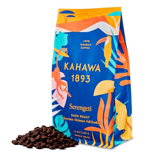 Kahawa 1893 Whole Bean Coffee Dark Roast Serengeti Blend 12 Oz