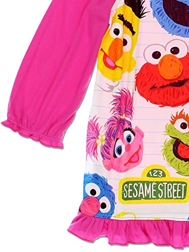 Sesame Street Toddler Girls Long Sleeve Nightgown Pajamas (3T, Pink/White) #TOP4