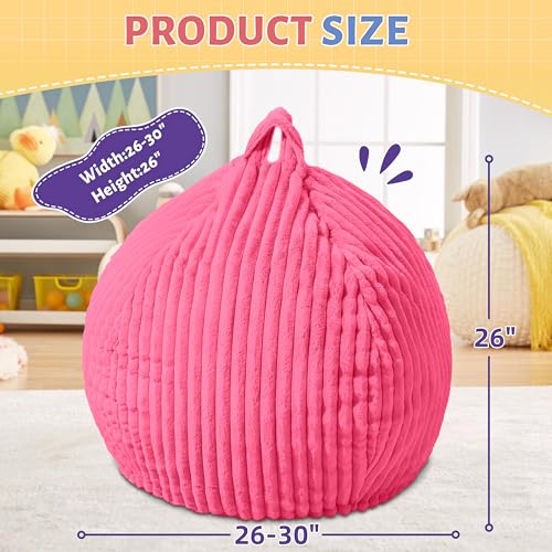 Image of HABUTWAY 2FT Bean Bag Chair, 2' Bean Bag Chairs with Memory Foam Filled, Small Comfy Beanbag Chair with Stripe Plush Cover for Living Room Bedroom Dorm,Pink