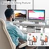 IBUYKE Dual Monitor Stand Riser, Wooden Desktop Computer Monitor Stand Storage Shelf and Steel Legs,Dual Screen Office Desk, Monitor Riser for Printer,PC,other Computer Accessories,White TDJ002W #1