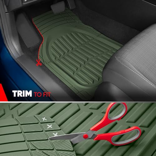 Image of Universal Car Floor Mats, 3 Piece Trimmable All-Weather Floor Liners for Cars, Sedans, Small Trucks & SUVs Green Color