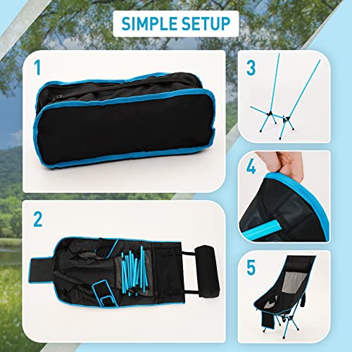 Kelma Portable Camping Chair With Side Pockets, Collapsible Chair With Cup Holder, Ultralight Compact Backpacking Folding Chairs, Perfect For Travel, Beach, Picnic, Travel Hiking #TOP2