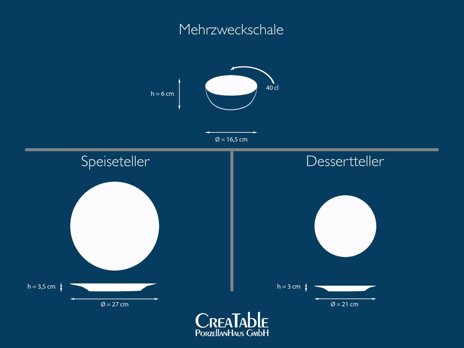 CreaTable, 23600, Serie GLAMOUR - Gold, 12-teiliges Geschirrset, Teller Set aus Steinzeug, spülmaschinen- und mikrowellengeeignet, Qualitätsproduktion