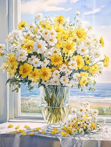 Pintura por números adultos con paisaje floral para regalar a madres