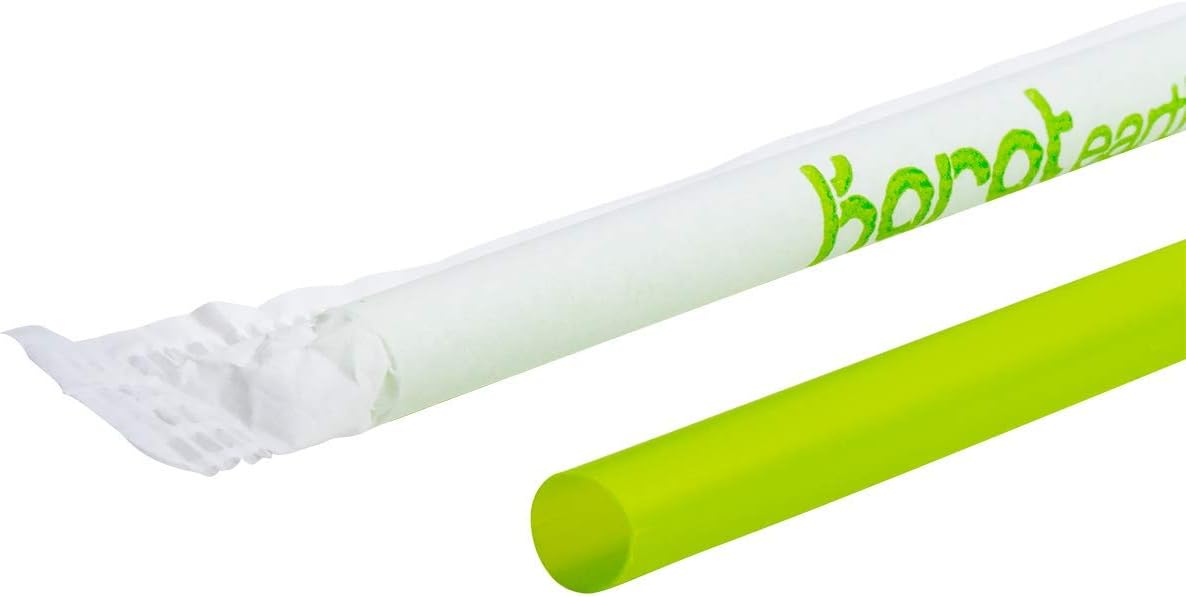 Karat Earth 9.5" PLA Jumbo Straw, Wrapped - Green - 4,800 ct