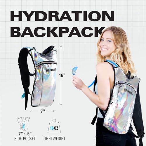 Image of Sojourner Rave Hydration Pack Backpack - 2L Water Bladder Included for Festivals, Raves, Hiking, Biking, Climbing, Running and More