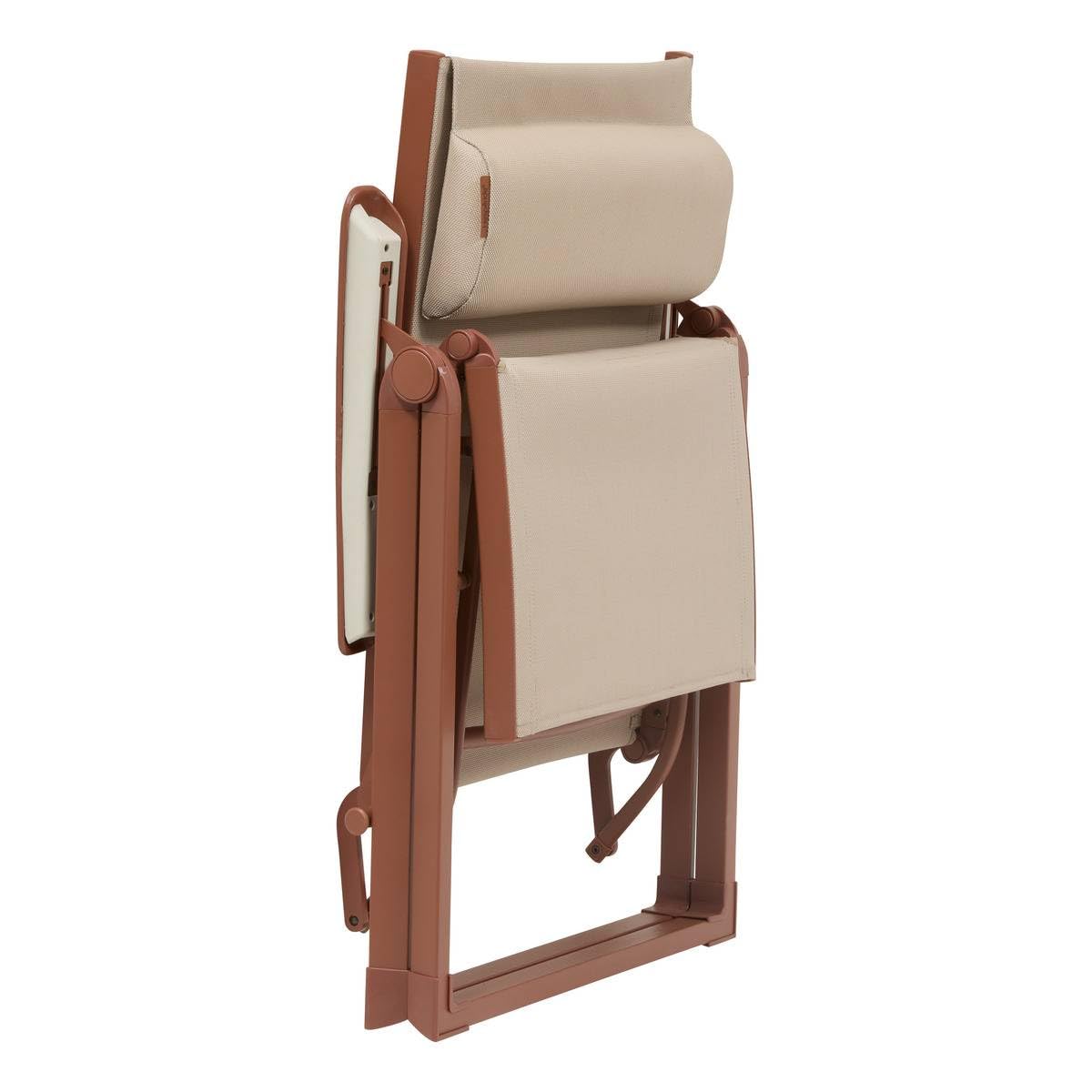 Hespéride - Silla reclinable de jardín Decima - Lino/Caoba - Aluminio - Mobiliario de Exterior para terraza, balcón y Patio.