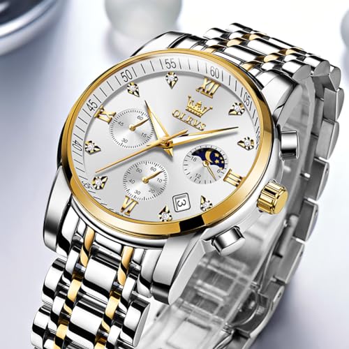 OLEVS Watches for Men,Luxury Big Face Mens Watch Stainless Steel Quartz Analog Dress Watches for Men Luminous Multifunction Chronograph Man Watch Relojes De Hombre2