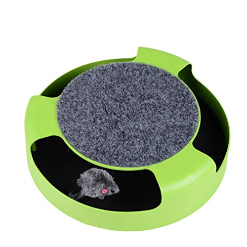 YOUJIA Jouet pour Chat - Attrape Souris - Grattage Peluche - Station de Jeu avec Souris et Surface pour Les Griffes (Vert) Cover
