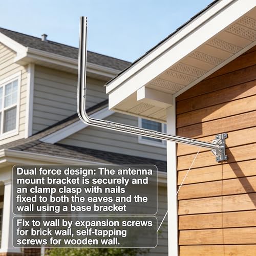 Fixation d'antenne extensible et inclinable pour mur et long avant-toit