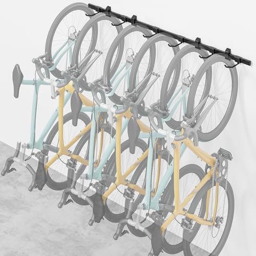 monTEK Enhanced Garage Bike Rack, Adjustable 6 Bike Hangers for Garage | Equipped with 78.5in Extended Rail,Accommodate Various Bicycle Sizes,Heavy-Duty Steel Bike Wall Mount,Max Capacity 330 lbs