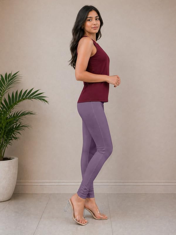 Image of TRENDMALLS Women's Microfiber Elastane Stretch Soft Churidar Length Leggings with Ultrasoft Waistband