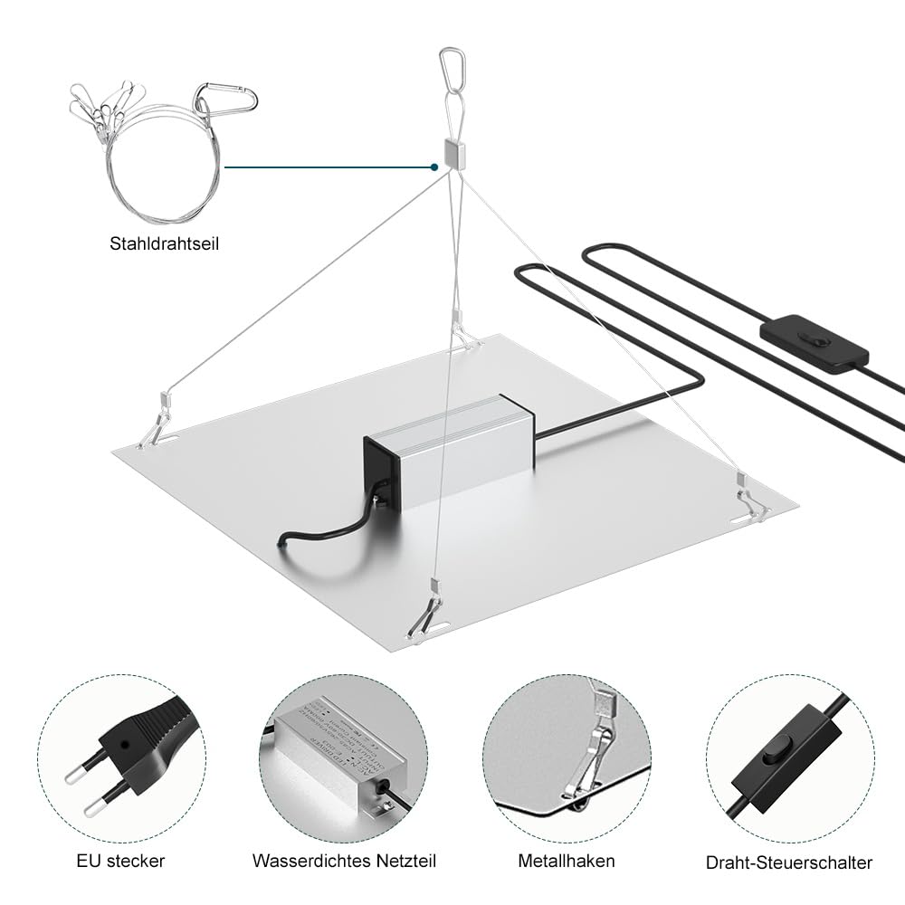 2 sztuki Lampa do wzrostu roślin pełne spektrum 240 LED 100W Wiszące światło do roślin domowych szklarni hydroponiki UV IR Czerwono-Niebieskie 45x45cm