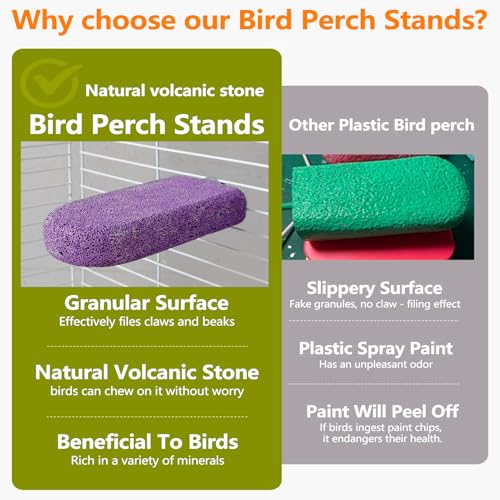 Image of 4PCS Bird Beak Grinding Stone,Parrot Perch Stands,Parakeets Platform Chewing Toys Calcium Pumice Lava Foot Claws Trimmer Climbing Ledge for Cockatiel Budgie Conure Lovebird(L,Multi-Color)