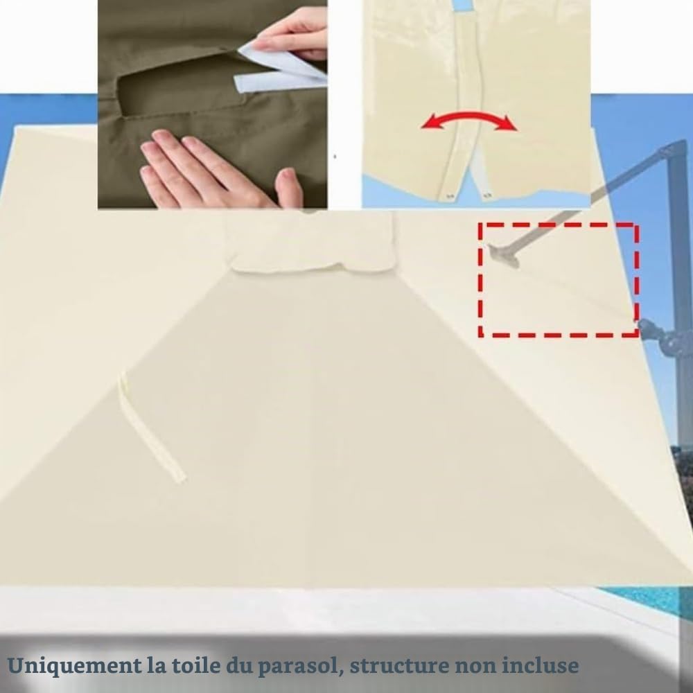 Auvent De Parapluie Déporté Carré Toile De Rechange Parasol De Jardin 8 Baleines 3x3m Couverture De Rechange pour Parasol Piscine Jardin Marché(Red,3x3m (9.8x9.8ft))