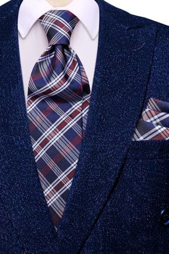 Image of Hi-Tie Men's Tie Lapel Pin Set Pocket Square Cufflinks Formal Woven Silk Tie Sets Wedding Party