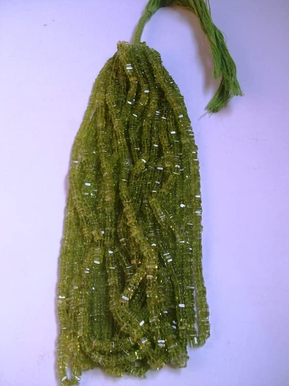 Peridot Beads Heishi Square pour concevoir vos bracelets bohèmes chic d'été en pierres fines