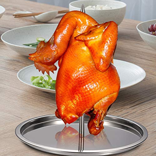 Cabilock Aço Inoxidável Vertical Rack Torrador de Frango Pato Titular Stand Grill Torrefação Bandeja