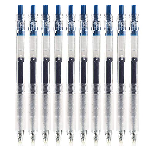 KACO KEYBO Retractable Gel Ink Pens 0.5mm Fine Point Comfort Grip (Blue-Black Ink 10-pack)