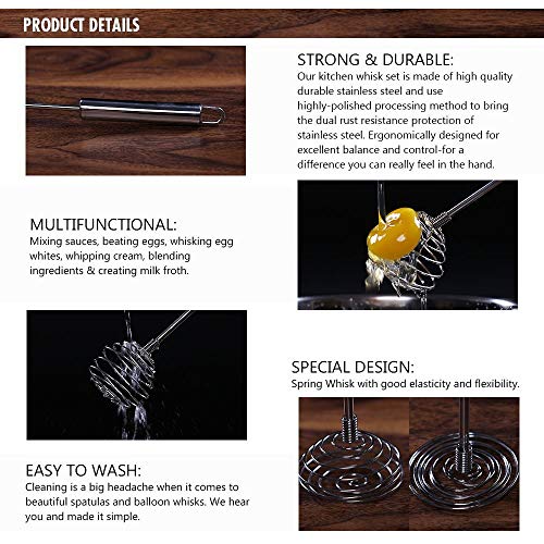 Tafond Kitchen Balloon Whisk, Stainless Steel Spring Egg Beater Milk Whipper For Blending, Whisking, Beating, Or Stirring #TOP3
